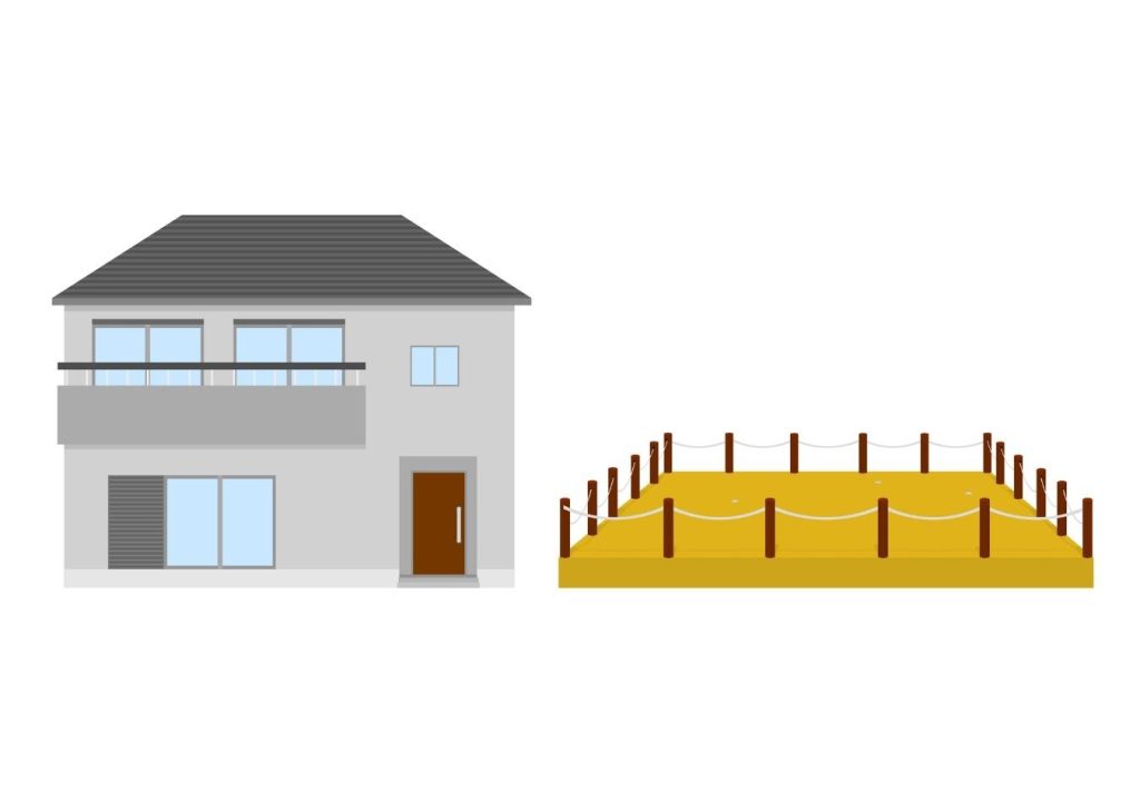 一戸建てと更地のイラスト